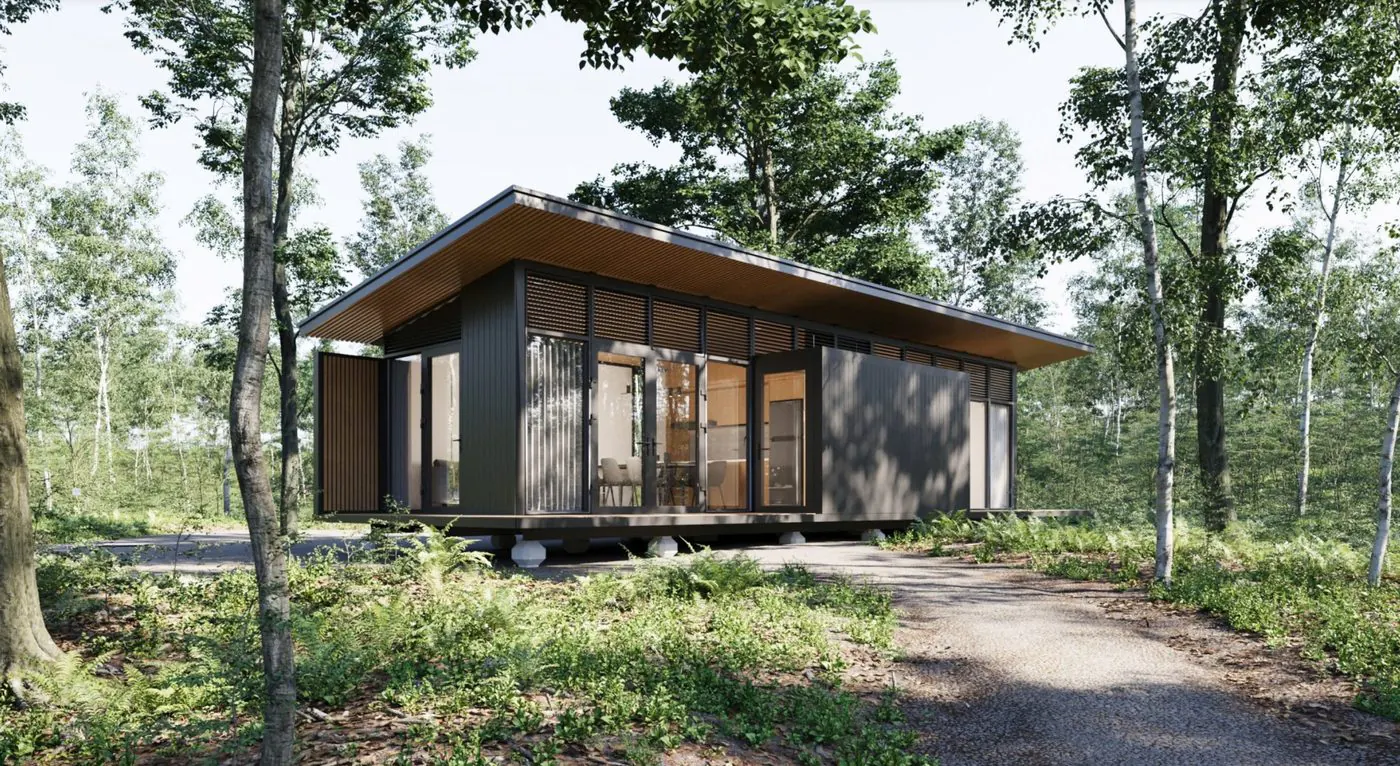 Prefab house with factory-made components