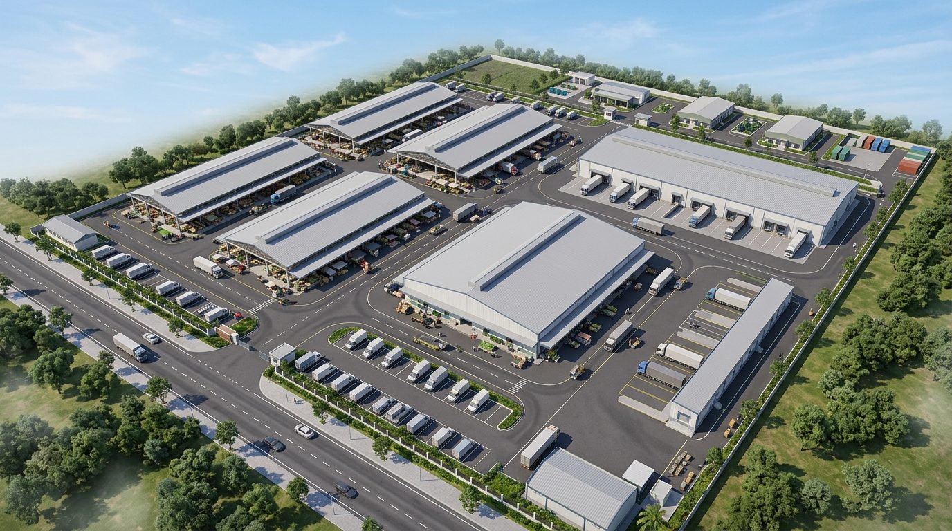 AI rendering of an agricultural wholesale market generated by CGD's tool