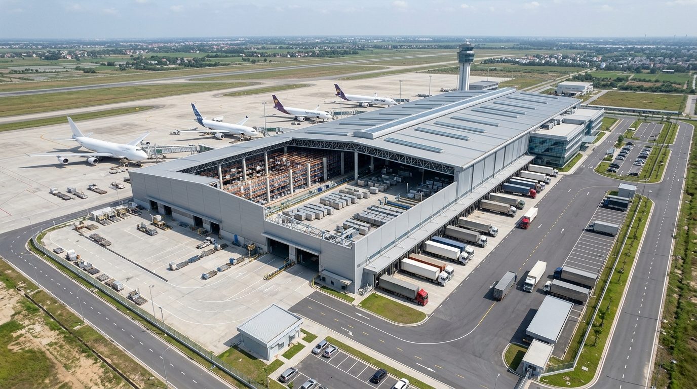 AI rendering of an airport cargo terminal generated by CGD's tool